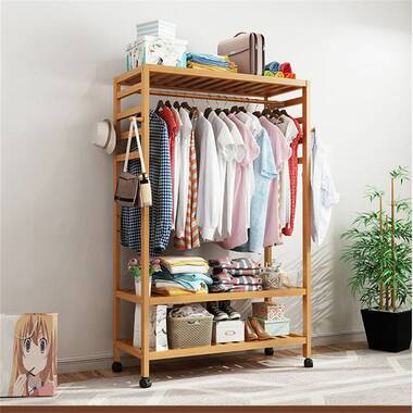 Clothes rack wooden shelf hot sale